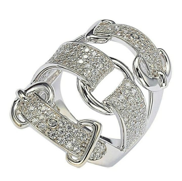 Sterling Silver CZ Triple Buckle Ring Size 7 NWT - Picture 12 of 15